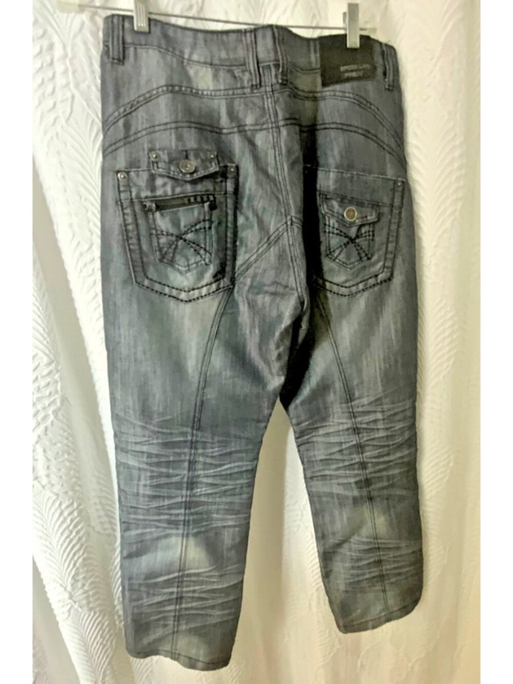 VTG  Y2K Brooklyn Express Jeans Black Mens Size 36x32 grunge distressed Baggy